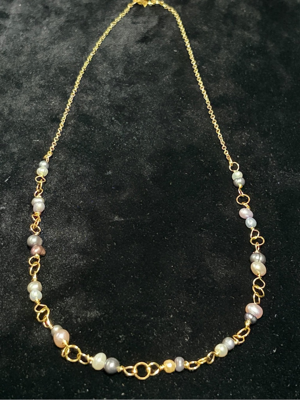 Gold-Tone Multi-Pearl Station Necklace